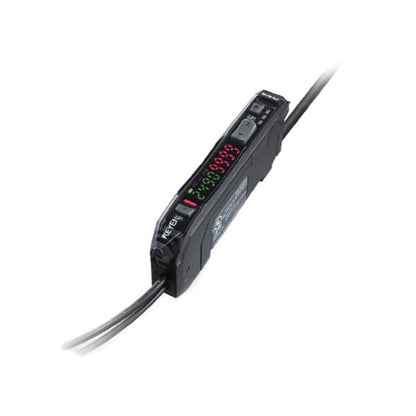 KEYENCE FS-N11P digital fiber optic sensor amplifier, cable-type main unit with PNP output, compact design, fast response, stable detection performance for industrial automation and PLC control systems.