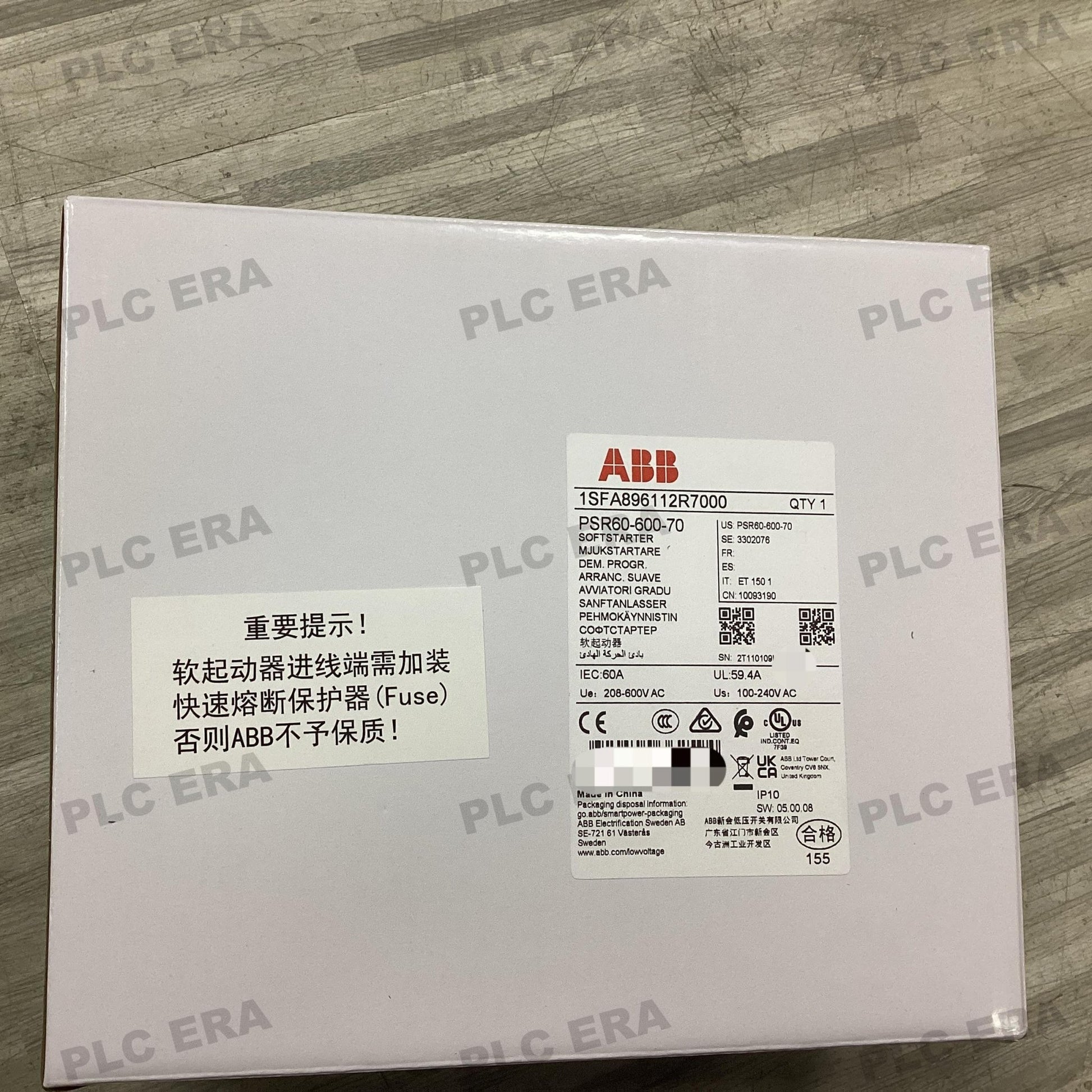 PLC ERA warehouse stocked with Original New ABB PSR60-600-70 and industrial automation modules ready for global shipping