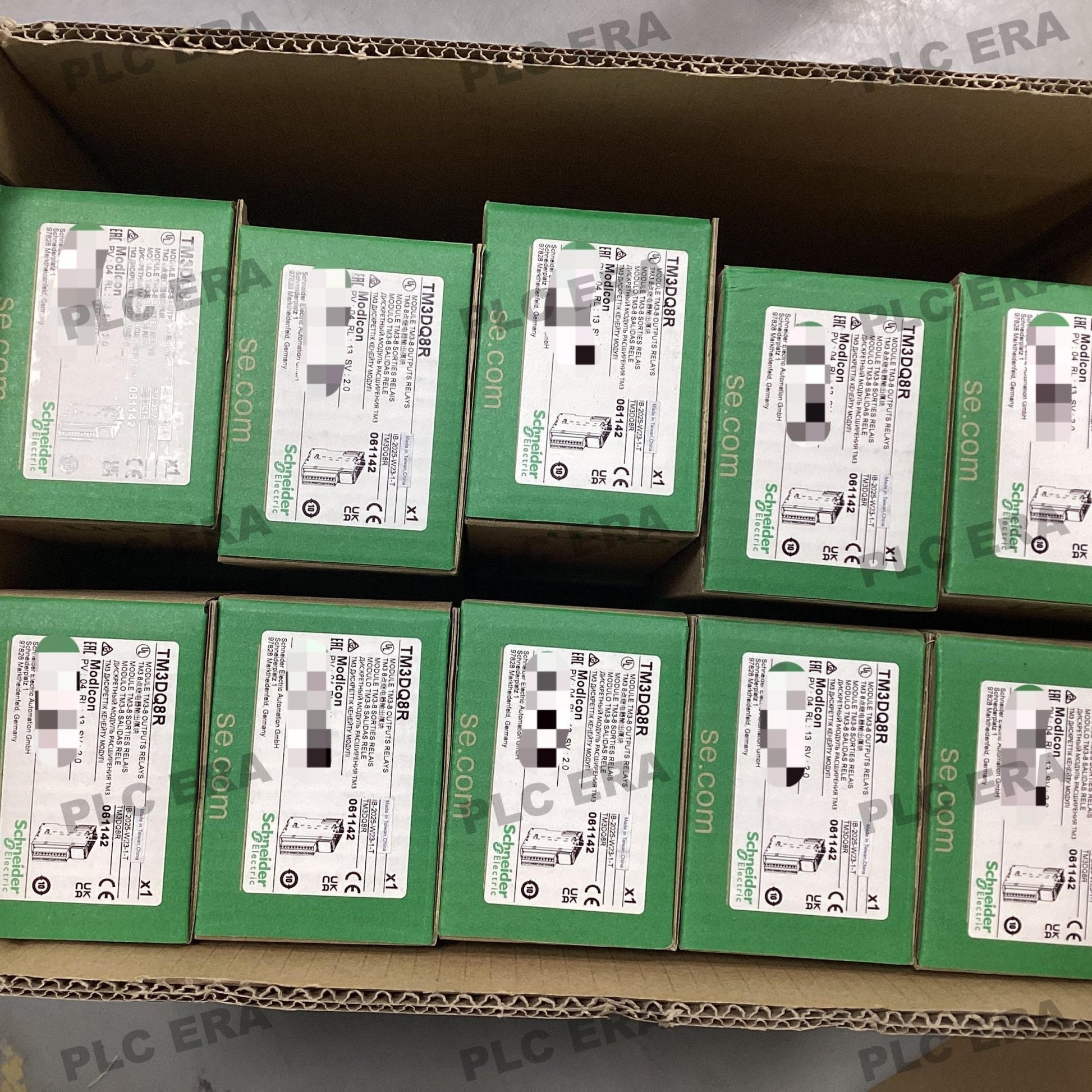 PLC ERA warehouse stocked with Original New Schneider Electric TM3DQ8R and industrial automation modules ready for global shipping