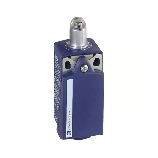 Telemecanique Sensors XCKP2102G11 XC Standard limit switch with steel roller plunger, 1NC 1NO snap-action contacts, Pg11 cable entry, robust metal housing for industrial automation and machine position detection.