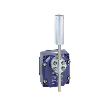 Telemecanique Sensors XCRT115 XC Standard limit switch with roller lever, zinc-plated metal enclosure, 2 C/O contacts, industrial position detection switch for automation and machinery applications.