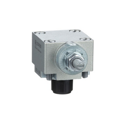 Telemecanique ZCKE05 XC Standard limit switch head, leverless design, supports left and right actuation, compact industrial automation component, durable construction for reliable long-term operation.