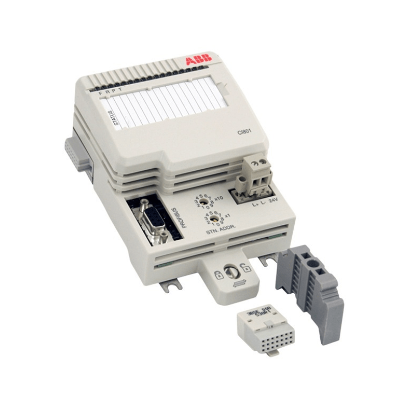 Original New ABB CI801 3BSE022366R1 PROFIBUS DP-V1 communication interface S800 I/O front view