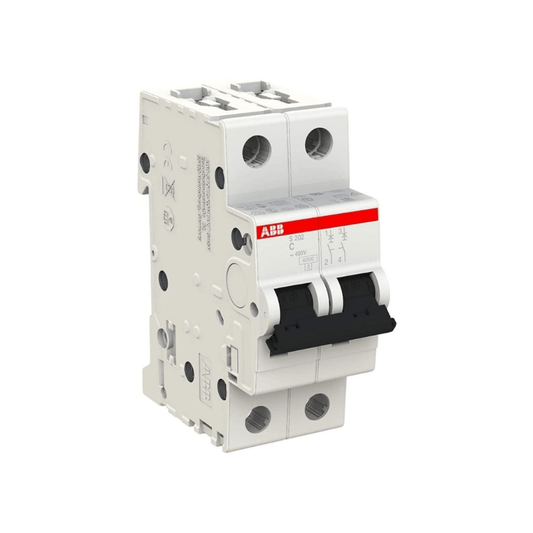 Original New ABB S202-C10 2-pole 10A C-curve miniature circuit breaker System Pro M Compact S200 front view