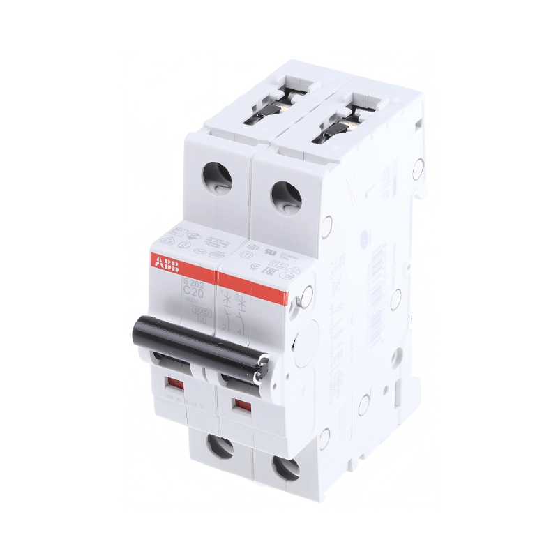 Original New ABB S202-C20 2-pole 20A C-curve miniature circuit breaker System Pro M Compact S200 front view