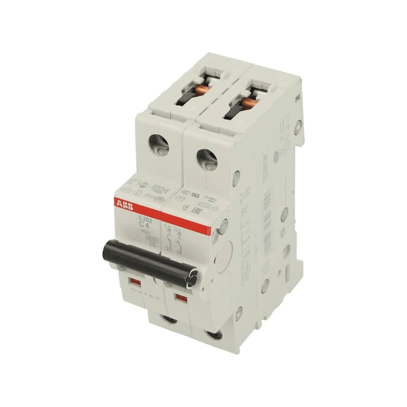 Original New ABB S202-C4 2-pole 4A C-curve miniature circuit breaker System Pro M Compact S200 front view
