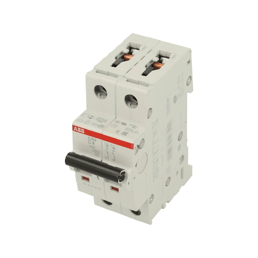 Original New ABB S202-C4 2-pole 4A C-curve miniature circuit breaker System Pro M Compact S200 front view