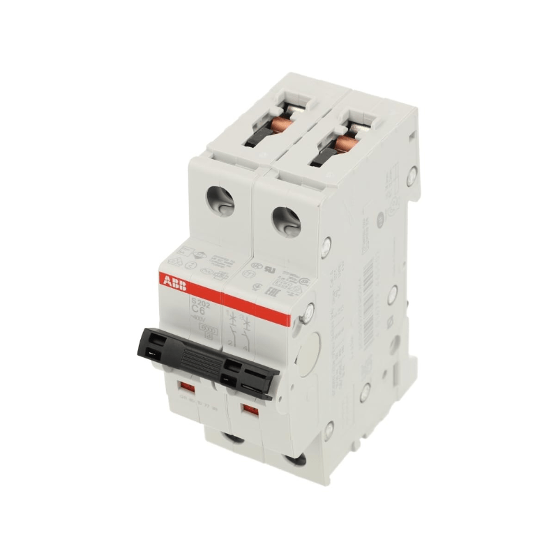 Original New ABB S202-C6 2-pole 6A C-curve miniature circuit breaker System Pro M Compact S200 front view