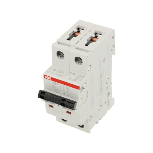 Original New ABB S202-C6 2-pole 6A C-curve miniature circuit breaker System Pro M Compact S200 front view