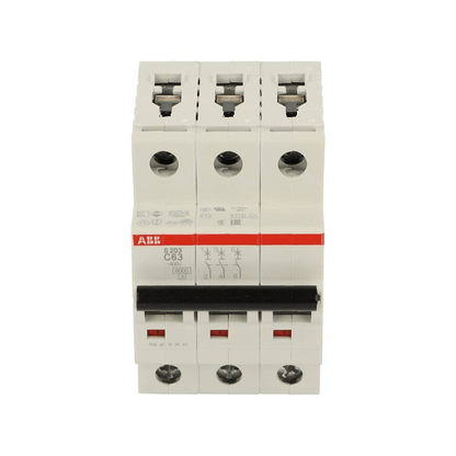 Original New ABB S203-C63 3-pole 63A C-curve miniature circuit breaker System Pro M Compact S200 front view