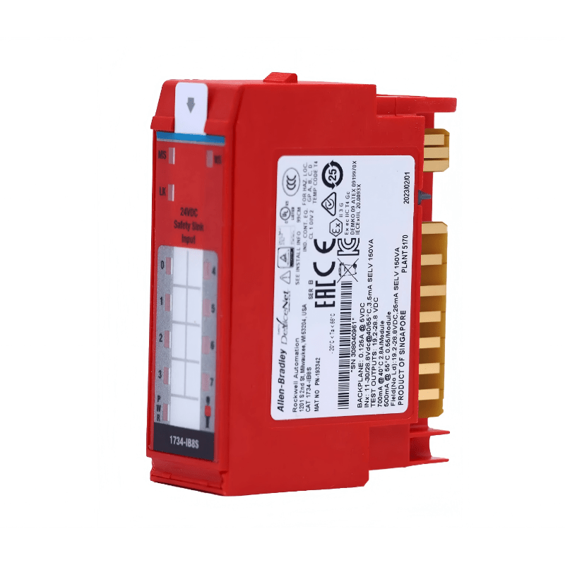 Allen-Bradley 1734-IB8S POINT Guard I/O safety input module with 8 sinking inputs and 4 pulse test outputs