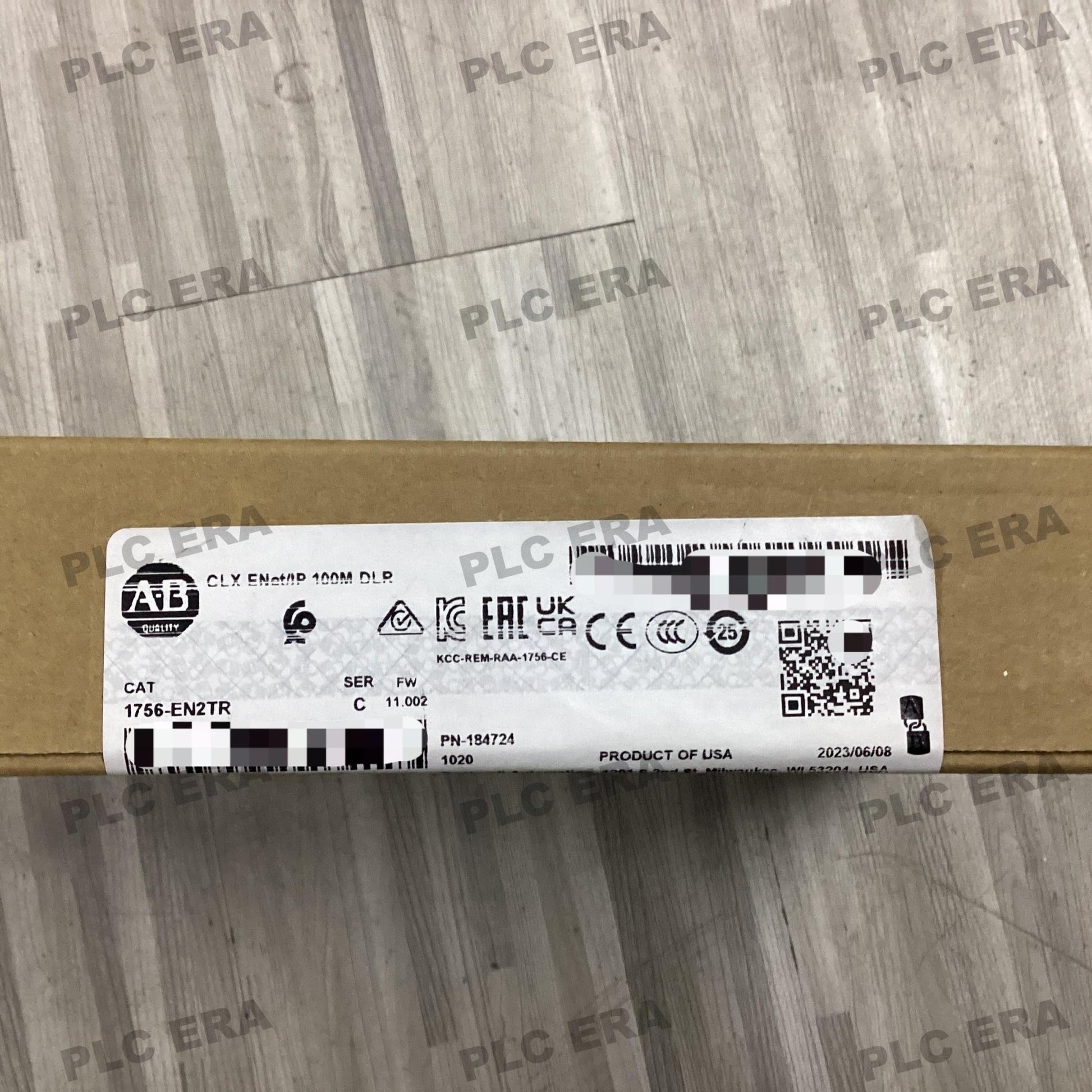 Front view of Allen‑Bradley 1756‑EN2TR showing dual RJ45 ports and status LEDs