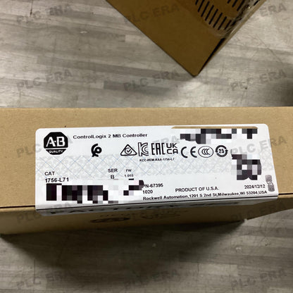 Front view of Allen‑Bradley 1756‑L71 showing 4‑character alphanumeric display and USB port location