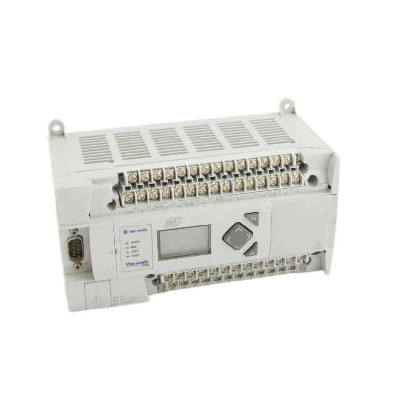 Original New Allen-Bradley 1766-L32BXB MicroLogix 1400 32-point controller with LCD display front view