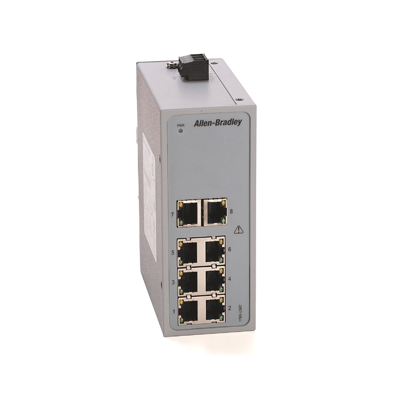 Original New Allen-Bradley 1783-US8T Stratix 2000 8-port unmanaged Ethernet switch front view