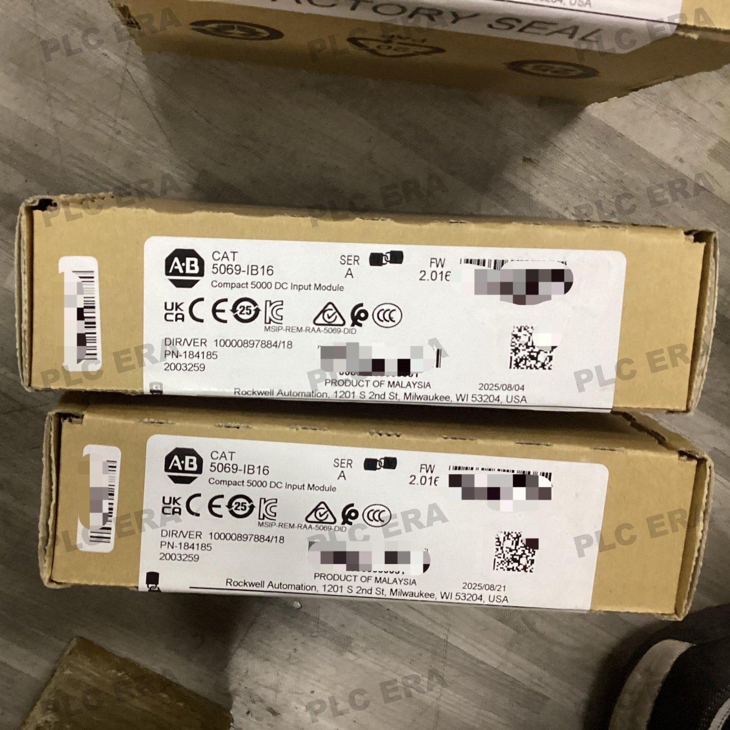 Front view of Allen‑Bradley 5069‑IB16 showing module status LEDs and RTB connector