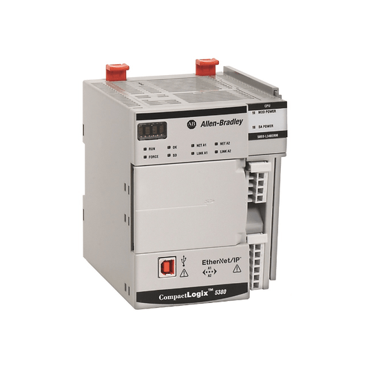 Allen‑Bradley 5069‑L320ER CompactLogix 5380 programmable automation controller with dual Gigabit Ethernet ports and 2 MB memory