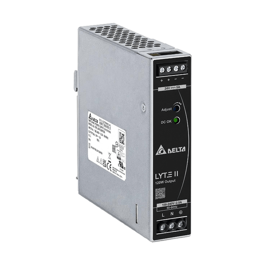 Original New Delta DRL-24V120W1EN LYTE II series 120W DIN rail power supply 24V 5A front view