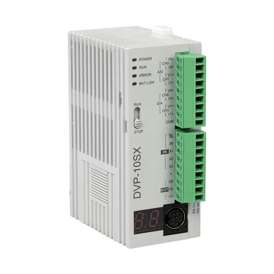 Original New Delta DVP10SX11R DVP-SX series 10-point analog mixed slim PLC front view