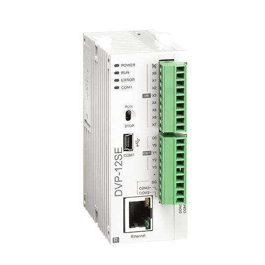 Original New Delta DVP12SE11T DVP-SE series network type advanced slim PLC 8DI/4DO NPN Ethernet front view