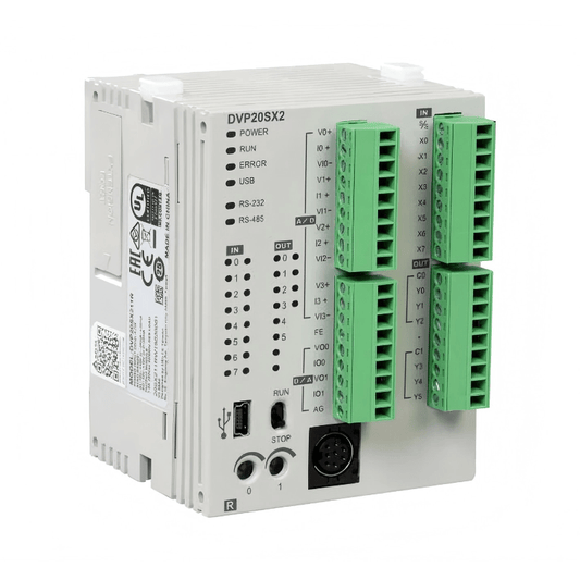 Original New Delta DVP20SX211R DVP-SX2 series slim PLC with analog I/O front view