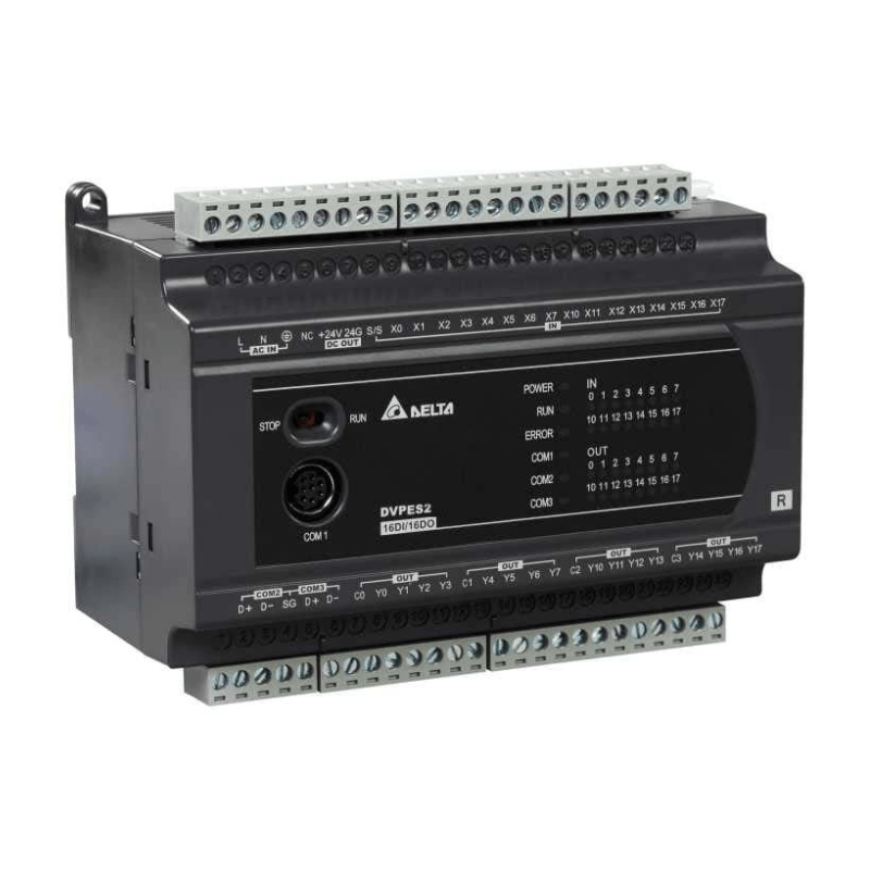 Original New Delta DVP32ES200R DVP-ES2 series 32-point standard PLC with relay outputs front view