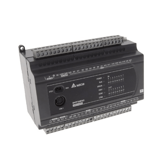 Original New Delta DVP32ES200T DVP-ES2 series 32-point standard PLC with NPN transistor outputs front view