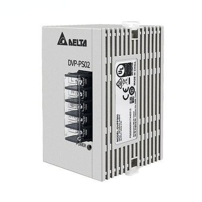Original New Delta DVPPS02 DVP series power supply module 24V DC 2A DIN rail front view