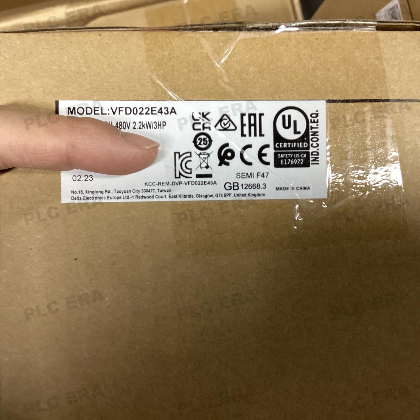 Delta VFD022E43A AC Drive, 2.2kW, 3 - Phase, 380V, VFD - E Series - PLC ERA