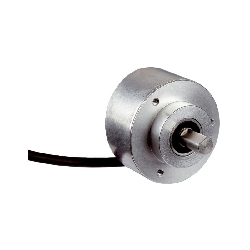 SICK DFS60B-S4PM10000 1036724 60 mm incremental encoder aluminium housing solid shaft 10 mm clamping flange 5 m cable front view