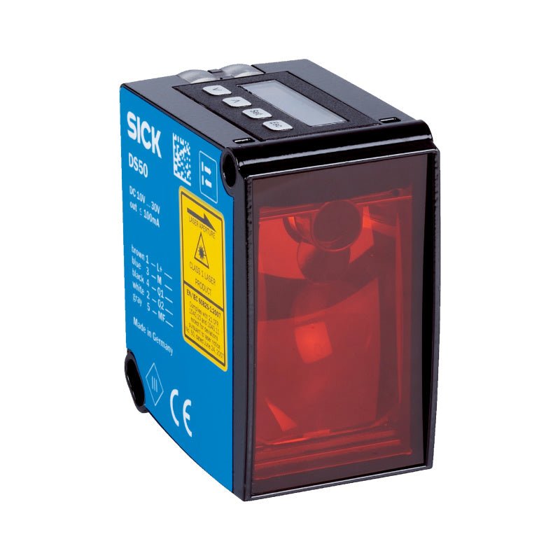 SICK DL50-P1123 rectangular Dx50 series laser distance sensor front view