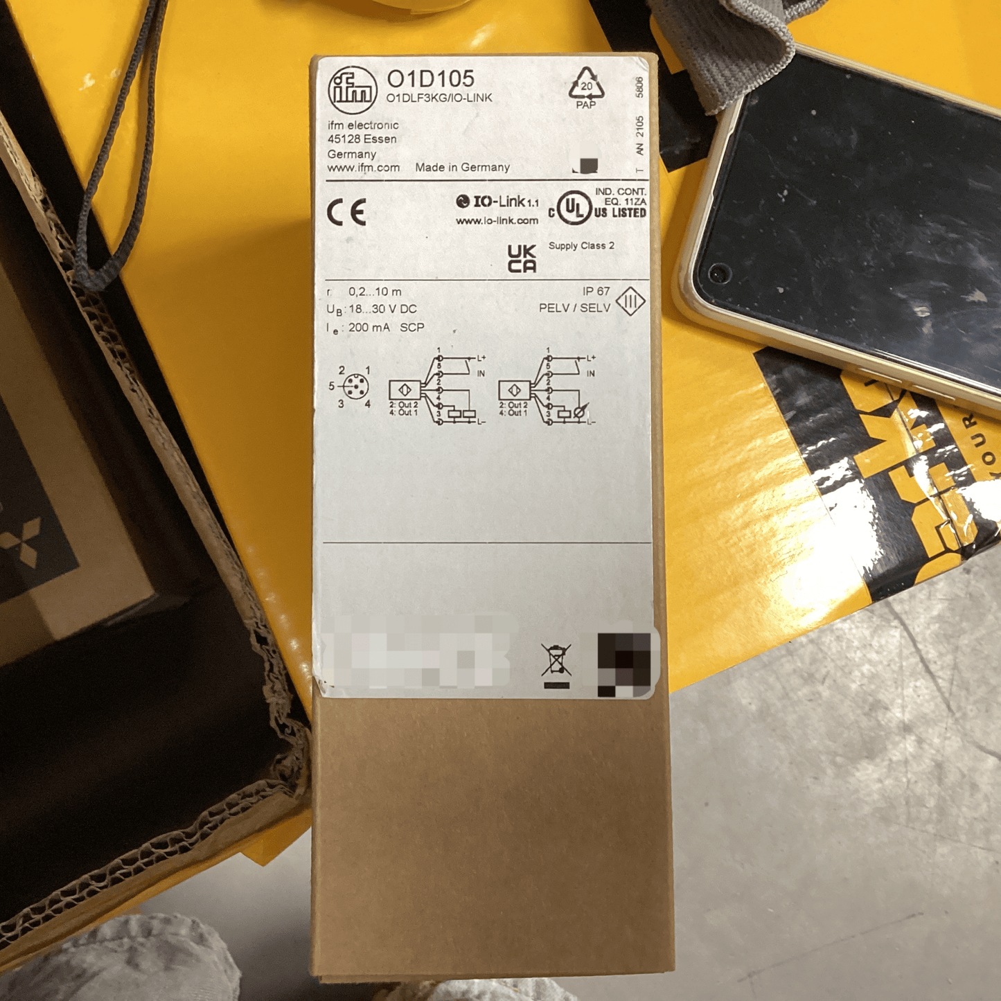 IFM O1D105 Laser Sensor O1DLF3KG/IO - LINK 10m 2xPNP 4 - 20mA IP67 - PLC ERA