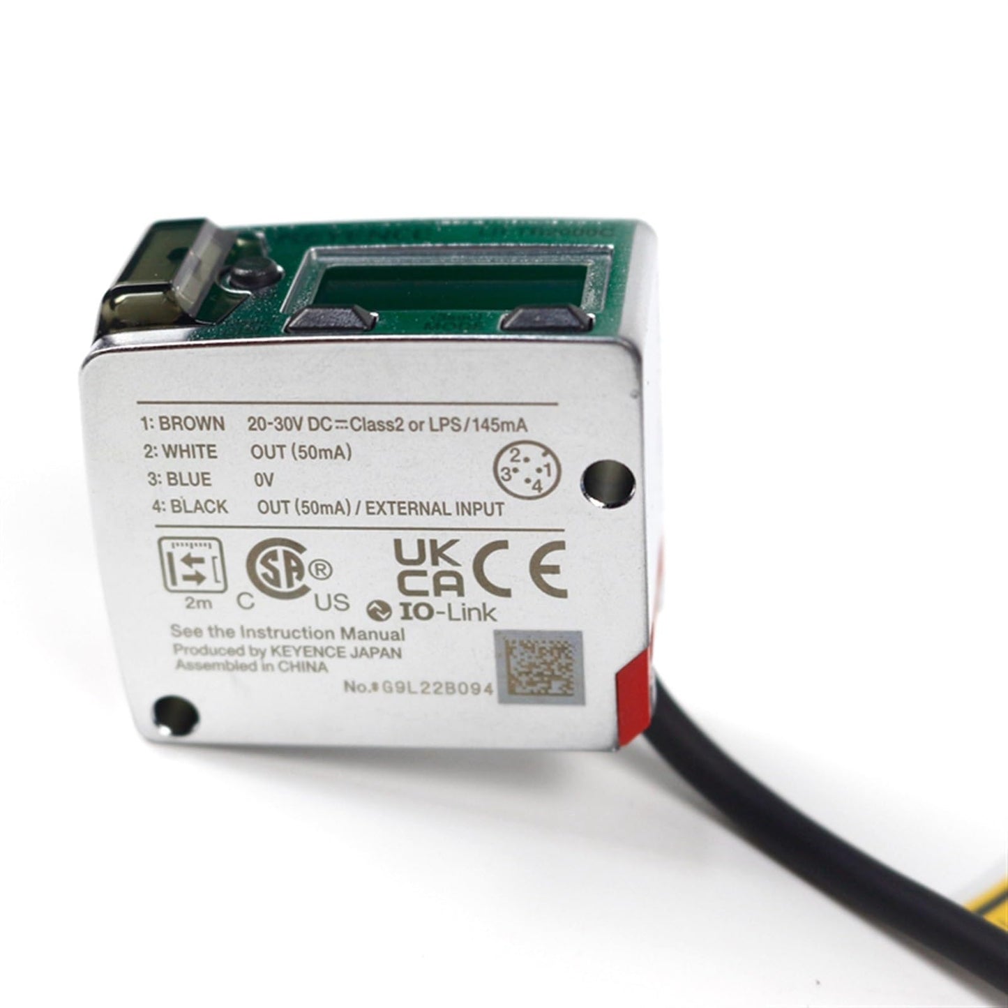 Keyence LR‑TB2000C TOF laser sensor M12 connector front view