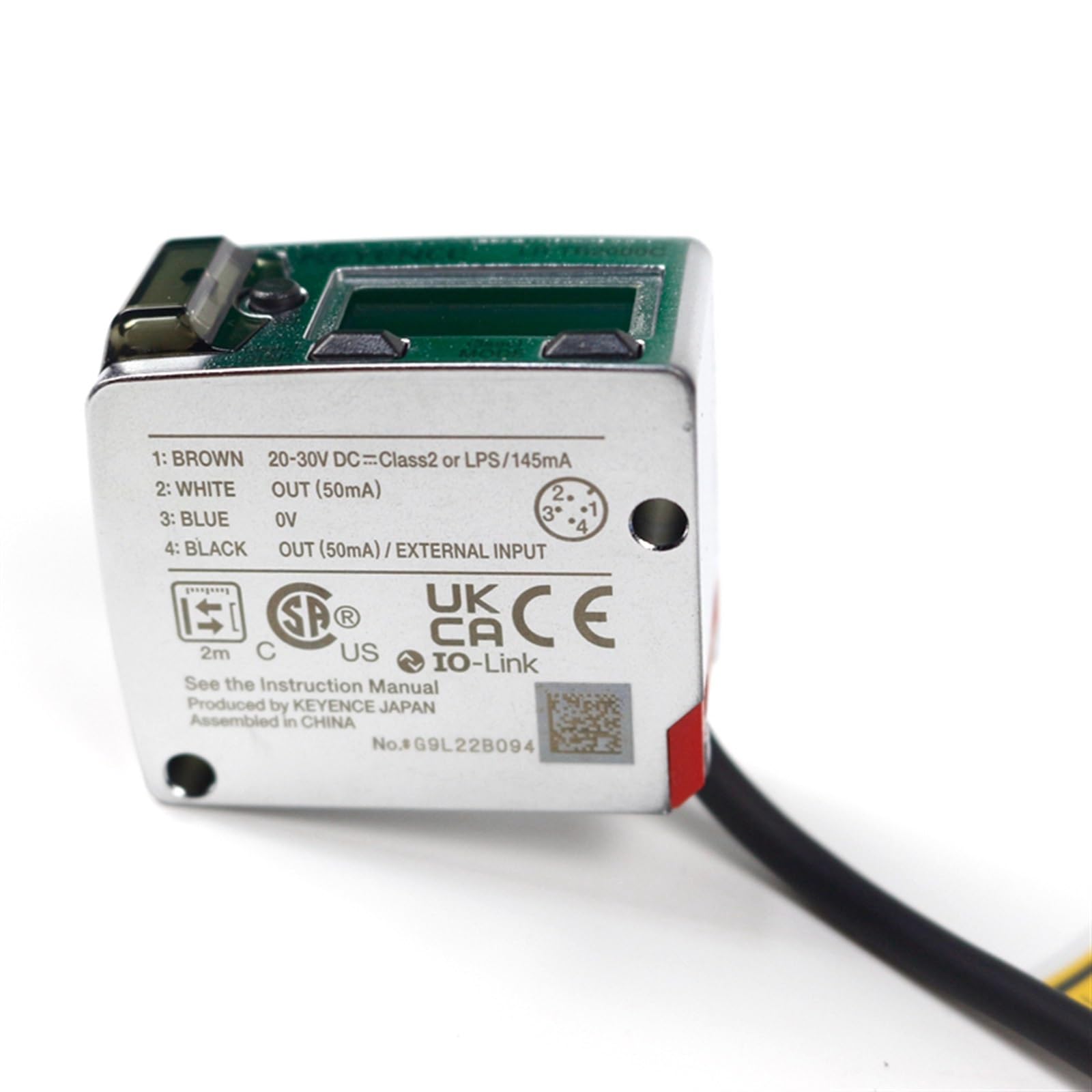 Keyence LR‑TB2000C TOF laser sensor M12 connector front view