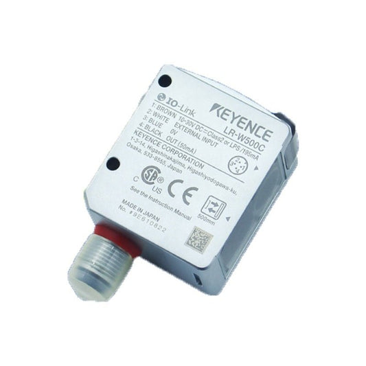 Keyence LR-W500C self-contained full-spectrum photoelectric sensor M12 connector front view