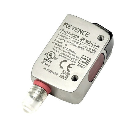Keyence LR‑ZH500CP rectangular CMOS laser sensor M8 connector front view
