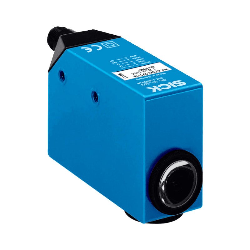 SICK KT5W-2P1116 1018044 rectangular contrast sensor with RGB LED, teach‑in buttons, IP67, front view