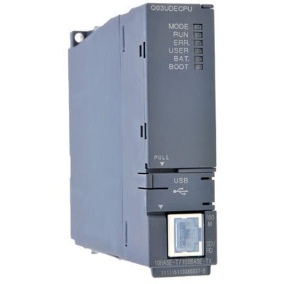Original New Mitsubishi Q03UDECPU MELSEC-Q QnU universal PLC CPU unit 30K steps Ethernet front view
