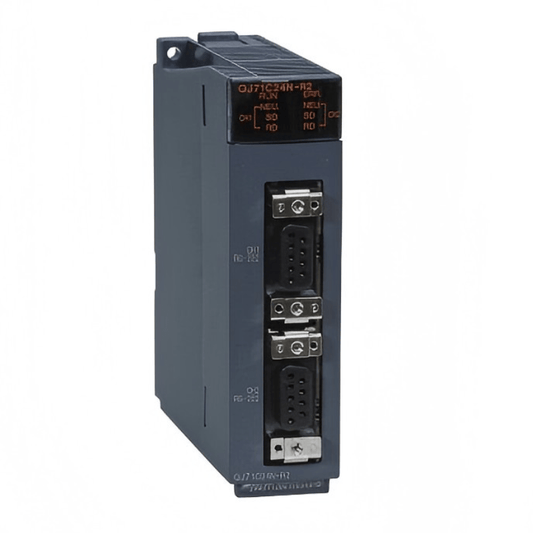 Original New Mitsubishi Electric QJ71C24N-R2 MELSEC-Q 2-channel RS-232 serial communication module front view