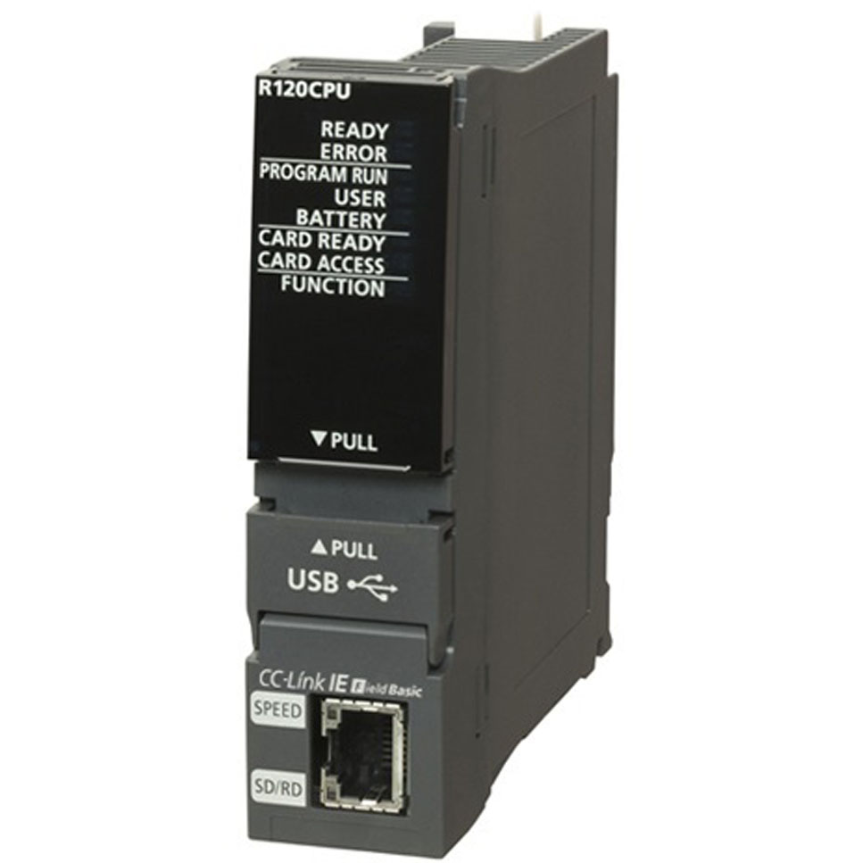 Original New Mitsubishi R08CPU MELSEC iQ-R 80K steps programmable logic controller CPU unit front view