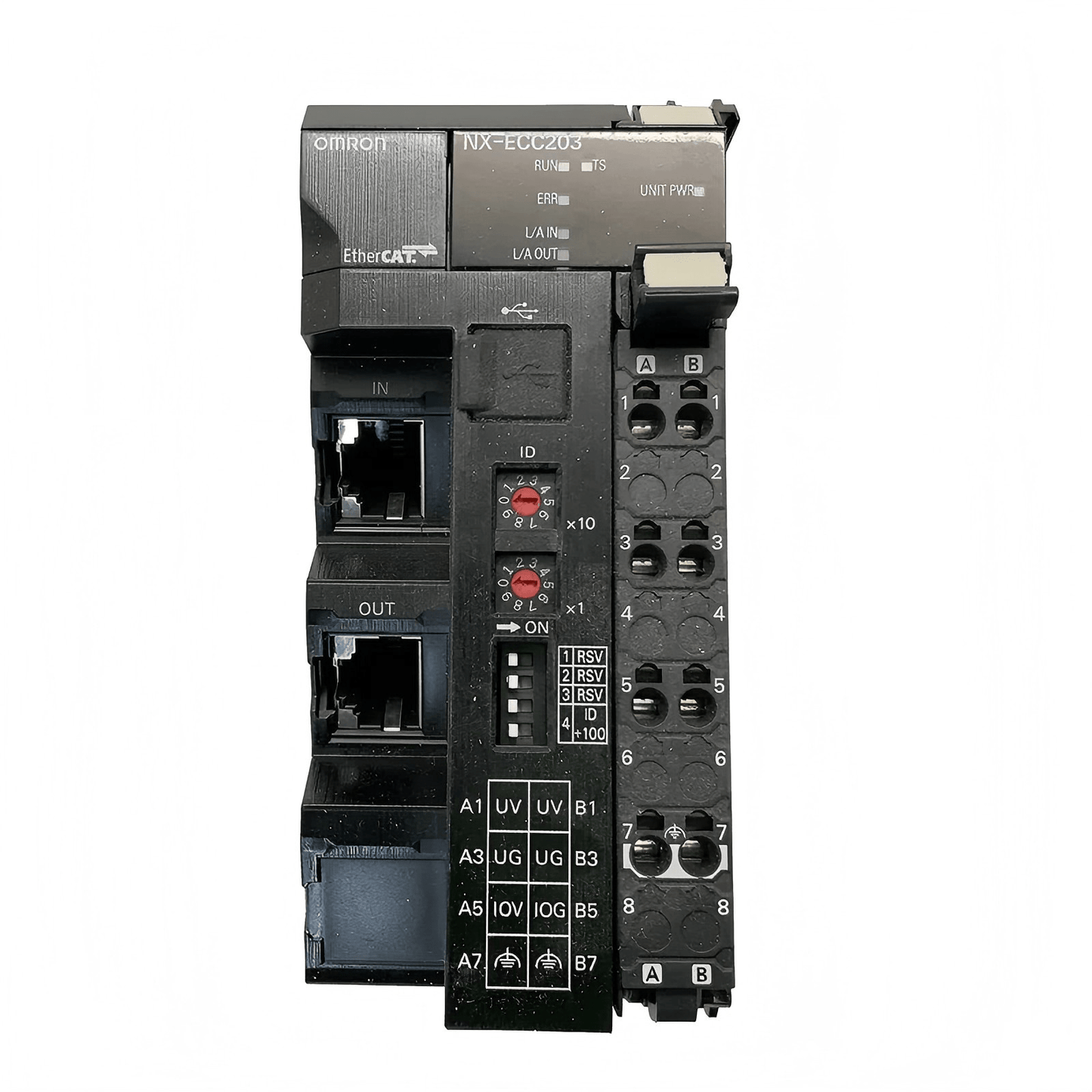 Omron NX-ECC203 NX series EtherCAT coupler unit front view