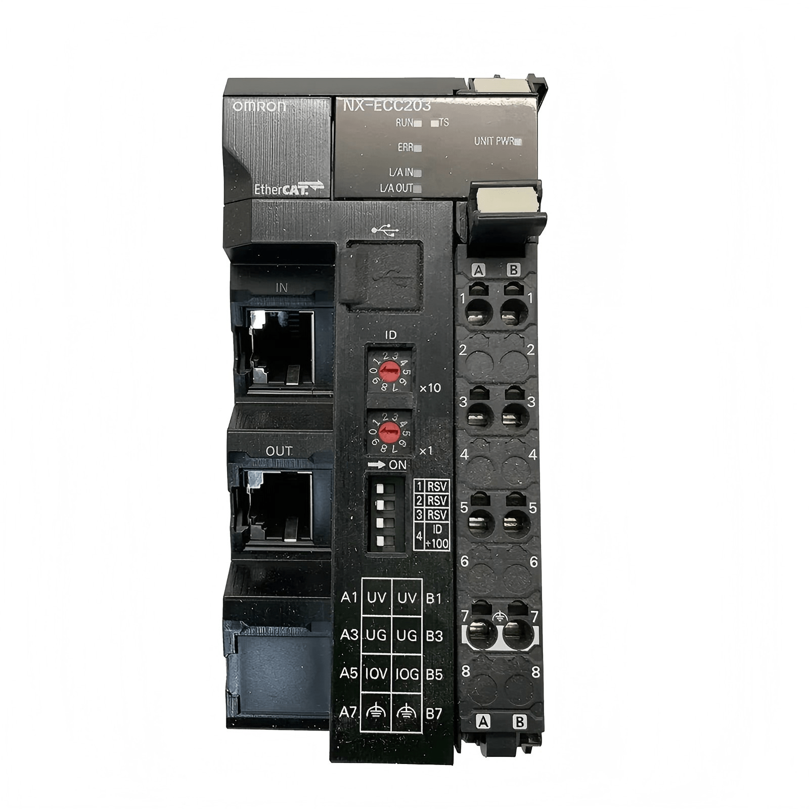 Omron NX-ECC203 NX series EtherCAT coupler unit front view