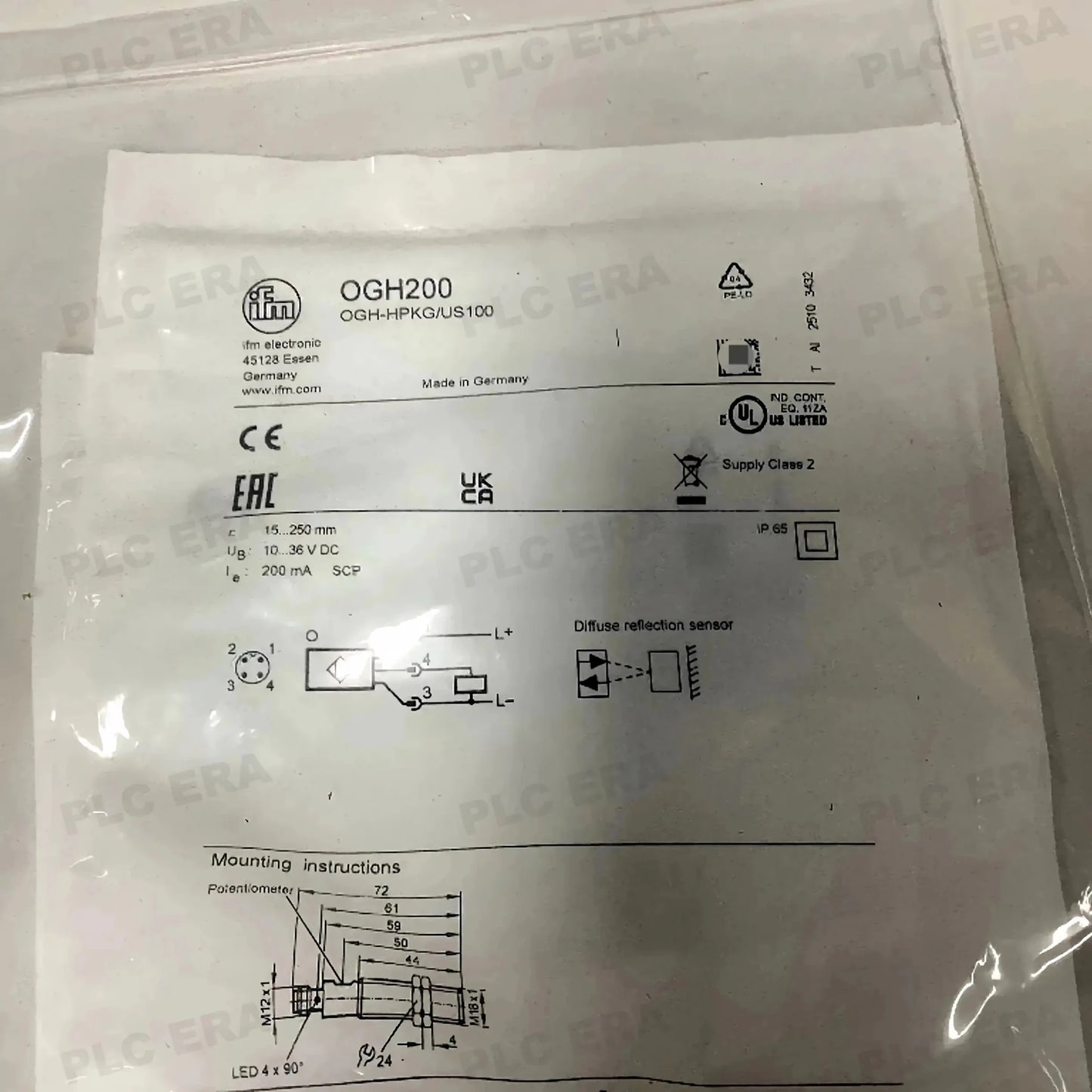 OGH200 Diffuse Reflection Sensor 250mm PNP M12 | IFM - PLC ERA