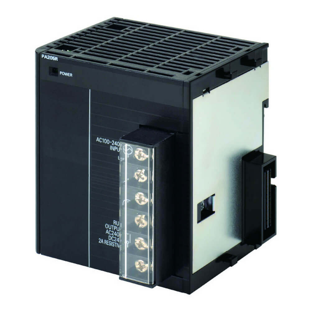 Original New Omron CJ1W-PA205R power supply unit 25W with RUN output SYSMAC CJ series front view