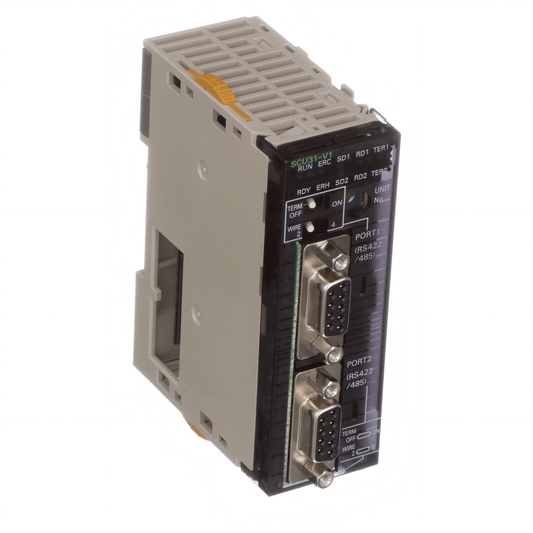 Original New Omron CJ1W-SCU31-V1 serial communications unit 2x RS-422A/485 CJ-series front view