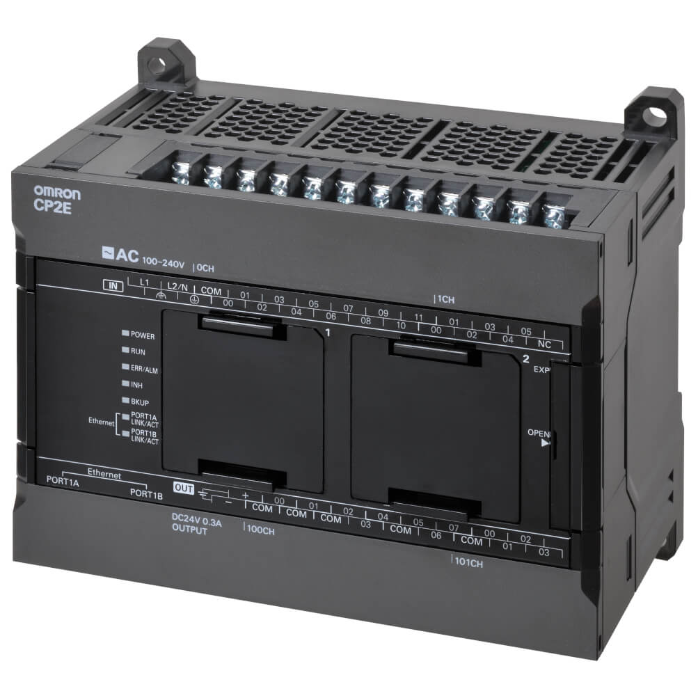 Original New Omron CP2E-N30DT1-D CP2E-N series compact PLC CPU unit with 30 I/O and dual Ethernet front view