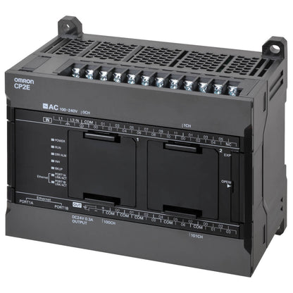 Original New Omron CP2E-N30DT1-D CP2E-N series compact PLC CPU unit with 30 I/O and dual Ethernet front view