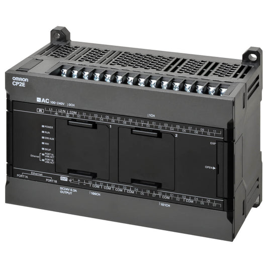 Original New Omron CP2E-N40DT1-D CP2E-N series PLC CPU unit with 40 I/O and dual Ethernet front view