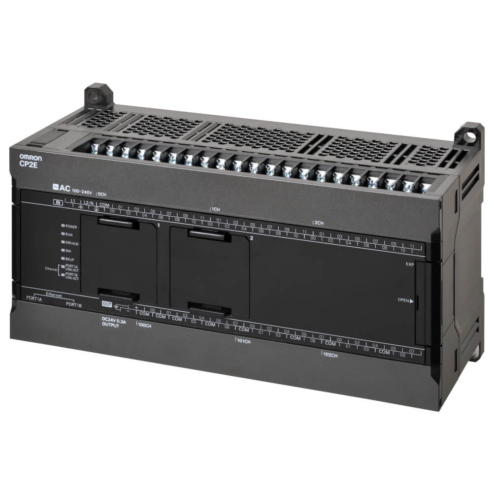Original New Omron CP2E-N60DT1-D CP2E-N series compact PLC CPU unit with 60 I/O and dual Ethernet front view