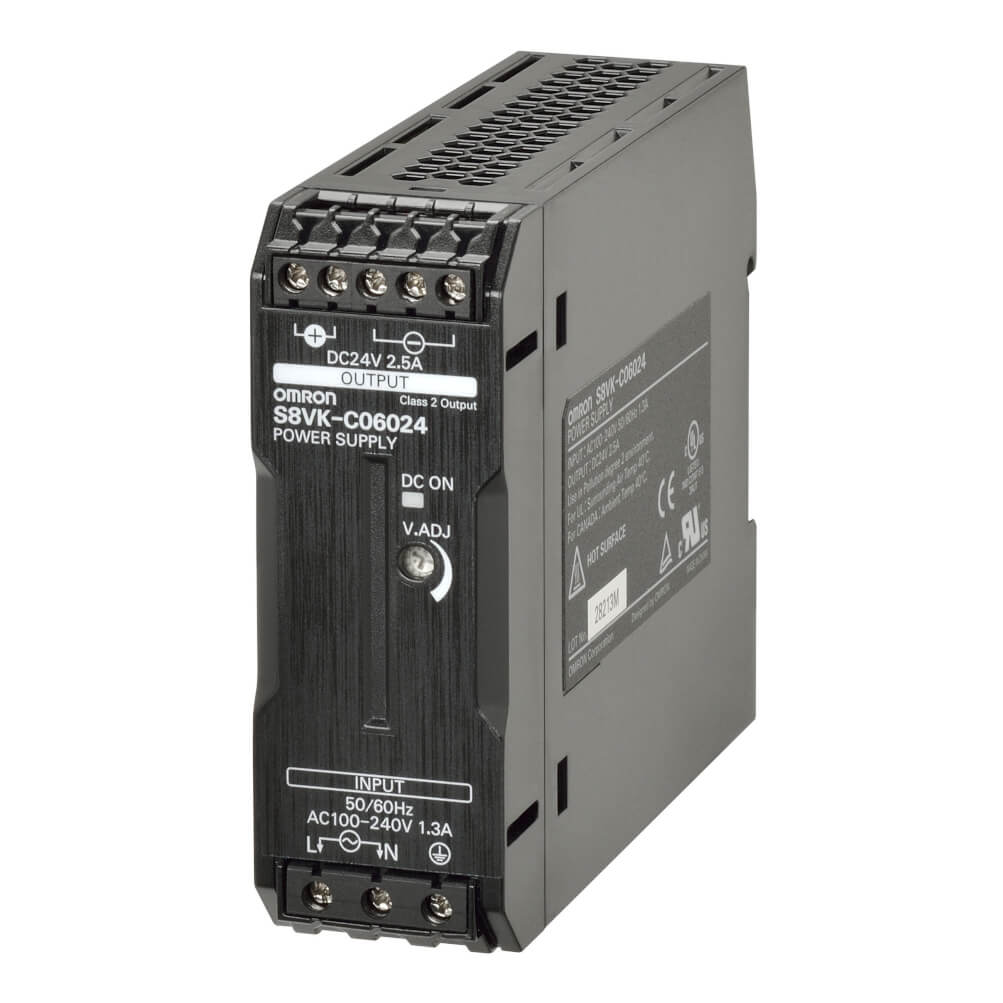 Original New Omron S8VK-C06024 book type power supply 60W 24V 2.5A DIN rail front view